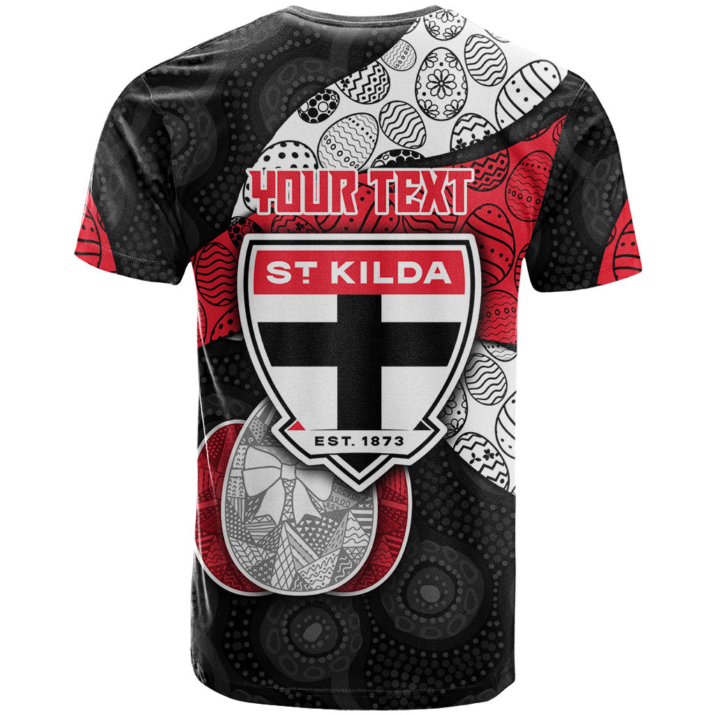 Personalized St Kilda Football T Shirt Easter Egg Pattern Red Black White Tribal Dot Style