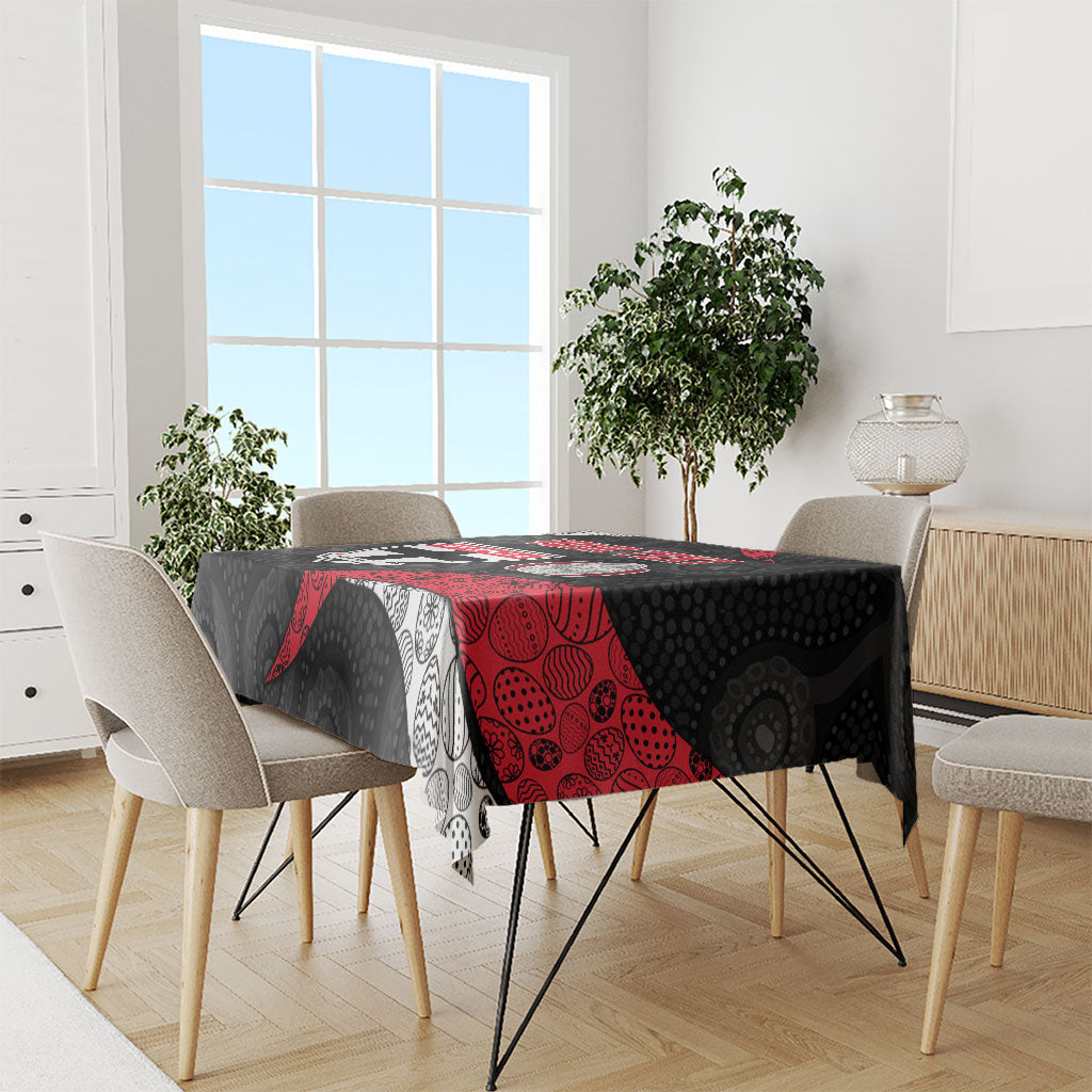 Personalized St Kilda Football Tablecloth Easter Egg Pattern Red Black White Tribal Dot Style
