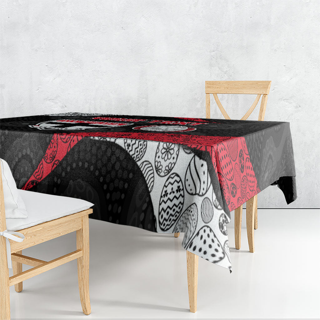 Personalized St Kilda Football Tablecloth Easter Egg Pattern Red Black White Tribal Dot Style