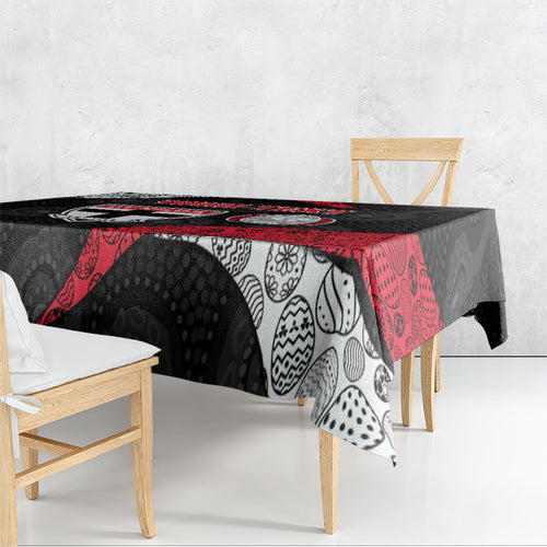 Personalized St Kilda Football Tablecloth Easter Egg Pattern Red Black White Tribal Dot Style