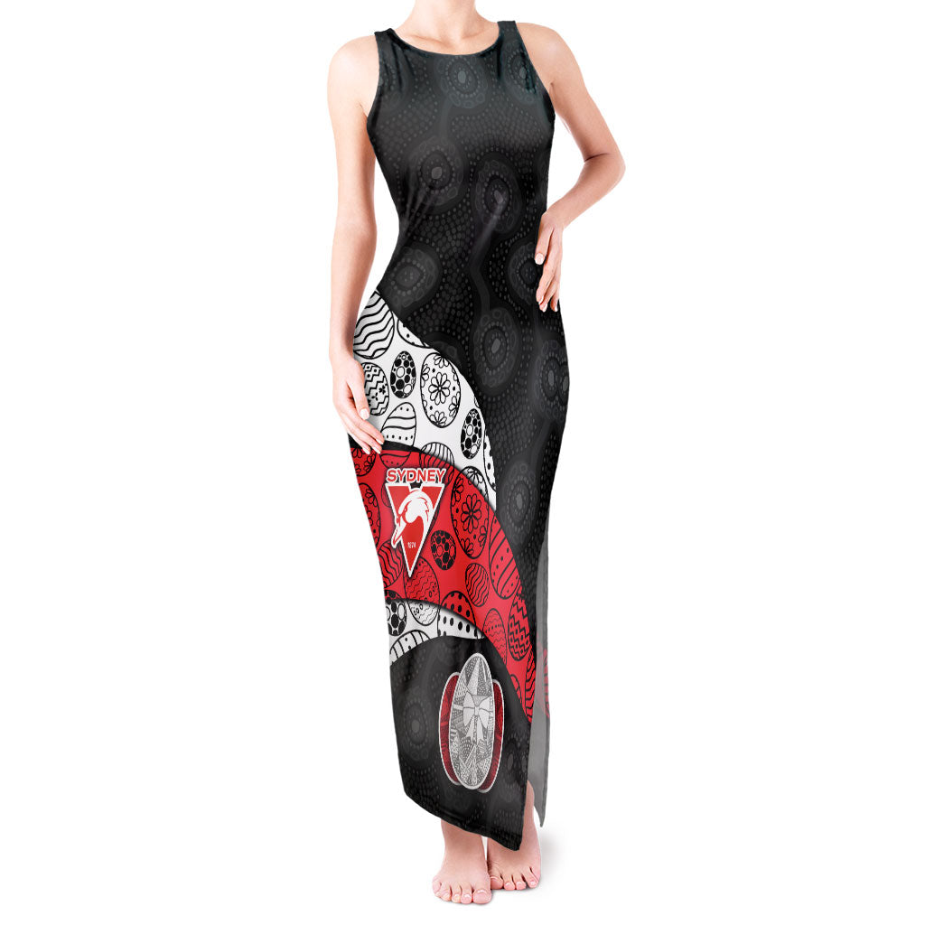 Personalized St Kilda Football Tank Maxi Dress Easter Egg Pattern Red Black White Tribal Dot Style