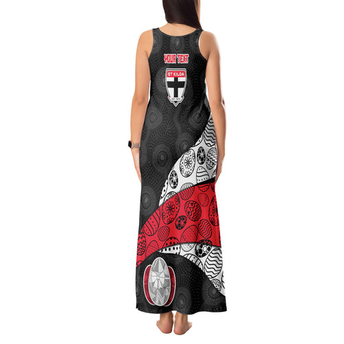 Personalized St Kilda Football Tank Maxi Dress Easter Egg Pattern Red Black White Tribal Dot Style