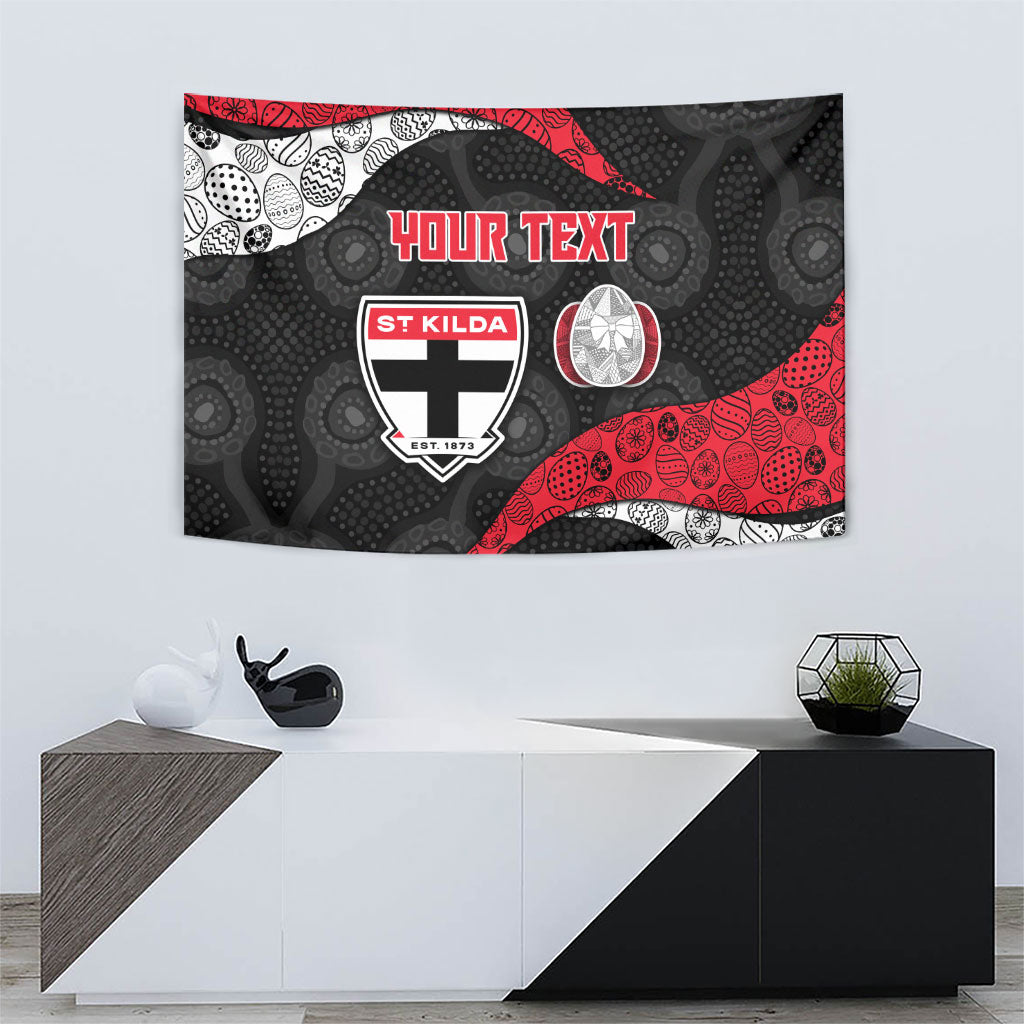 Personalized St Kilda Football Tapestry Easter Egg Pattern Red Black White Tribal Dot Style