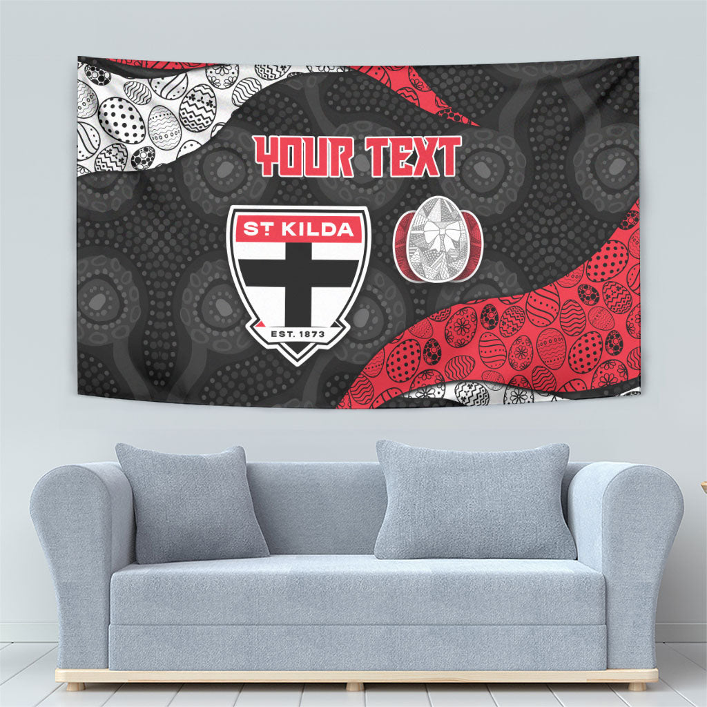 Personalized St Kilda Football Tapestry Easter Egg Pattern Red Black White Tribal Dot Style