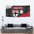 Personalized St Kilda Football Tapestry Easter Egg Pattern Red Black White Tribal Dot Style