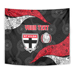 Personalized St Kilda Football Tapestry Easter Egg Pattern Red Black White Tribal Dot Style