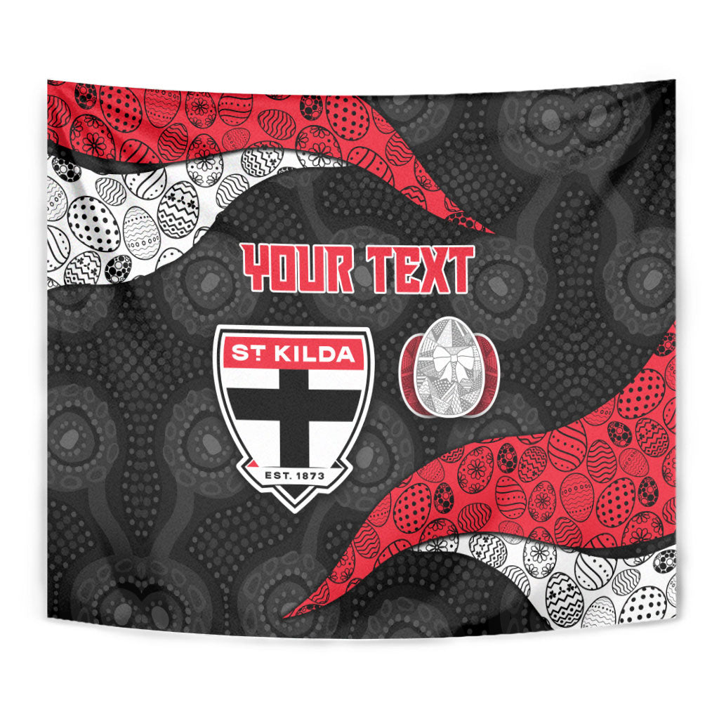 Personalized St Kilda Football Tapestry Easter Egg Pattern Red Black White Tribal Dot Style