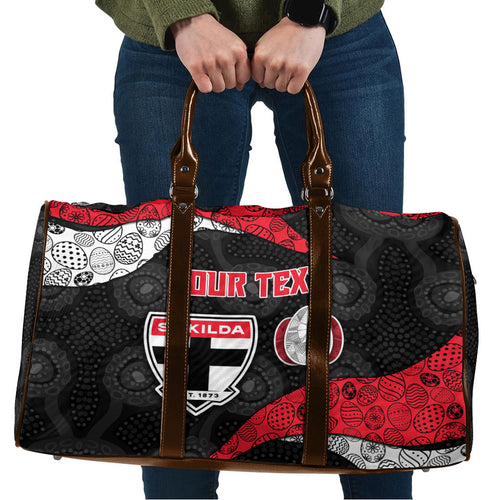 Personalized St Kilda Football Travel Bag Easter Egg Pattern Red Black White Tribal Dot Style