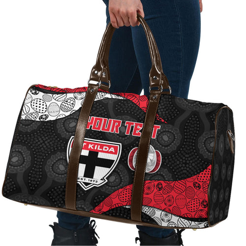 Personalized St Kilda Football Travel Bag Easter Egg Pattern Red Black White Tribal Dot Style