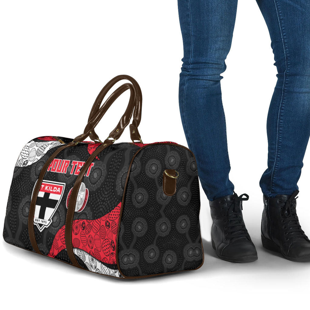 Personalized St Kilda Football Travel Bag Easter Egg Pattern Red Black White Tribal Dot Style