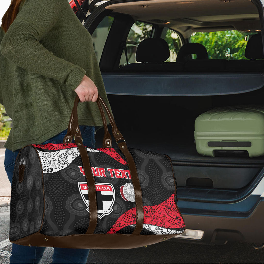 Personalized St Kilda Football Travel Bag Easter Egg Pattern Red Black White Tribal Dot Style