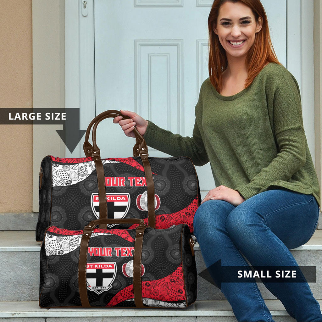 Personalized St Kilda Football Travel Bag Easter Egg Pattern Red Black White Tribal Dot Style