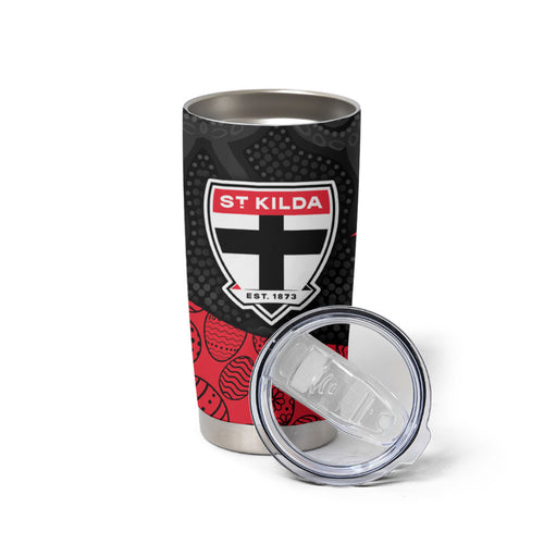 Personalized St Kilda Football Tumbler Cup Easter Egg Pattern Red Black White Tribal Dot Style