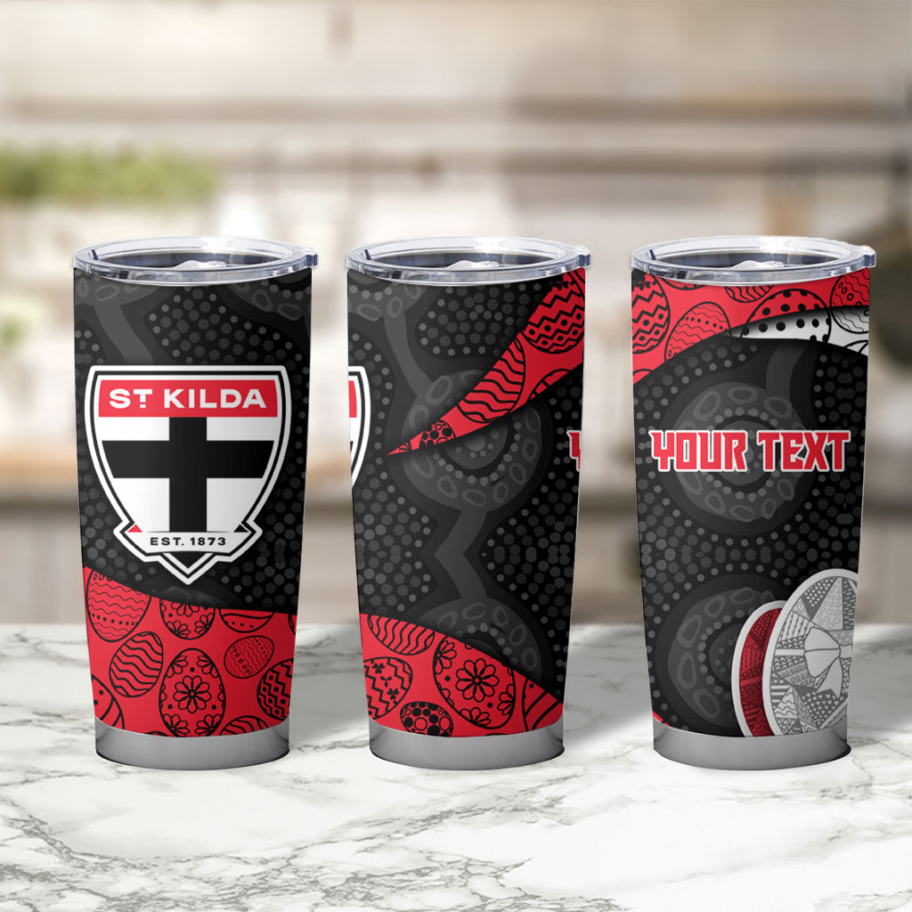 Personalized St Kilda Football Tumbler Cup Easter Egg Pattern Red Black White Tribal Dot Style