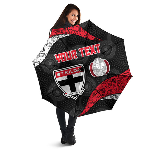Personalized St Kilda Football Umbrella Easter Egg Pattern Red Black White Tribal Dot Style