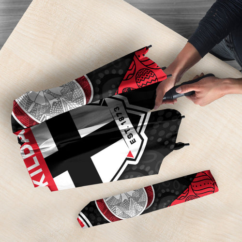 Personalized St Kilda Football Umbrella Easter Egg Pattern Red Black White Tribal Dot Style