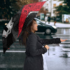 Personalized St Kilda Football Umbrella Easter Egg Pattern Red Black White Tribal Dot Style