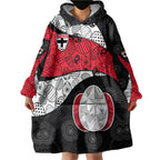 Personalized St Kilda Football Wearable Blanket Hoodie Easter Egg Pattern Red Black White Tribal Dot Style