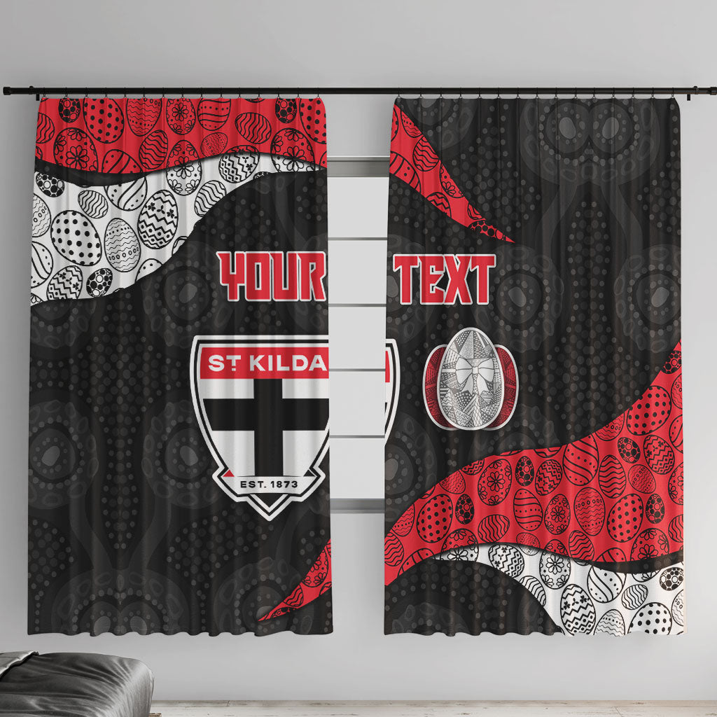 Personalized St Kilda Football Window Curtain Easter Egg Pattern Red Black White Tribal Dot Style