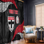 Personalized St Kilda Football Window Curtain Easter Egg Pattern Red Black White Tribal Dot Style
