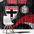 Personalized St Kilda Football Window Curtain Easter Egg Pattern Red Black White Tribal Dot Style
