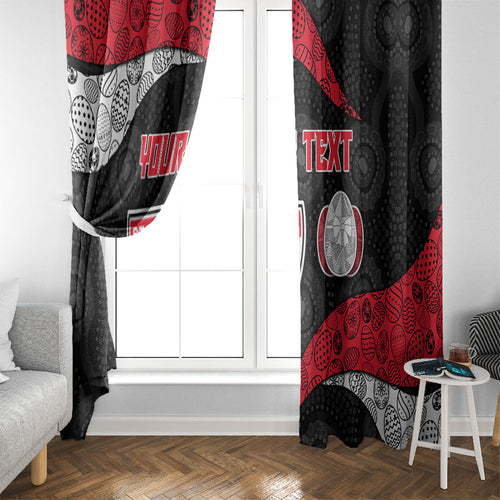 Personalized St Kilda Football Window Curtain Easter Egg Pattern Red Black White Tribal Dot Style