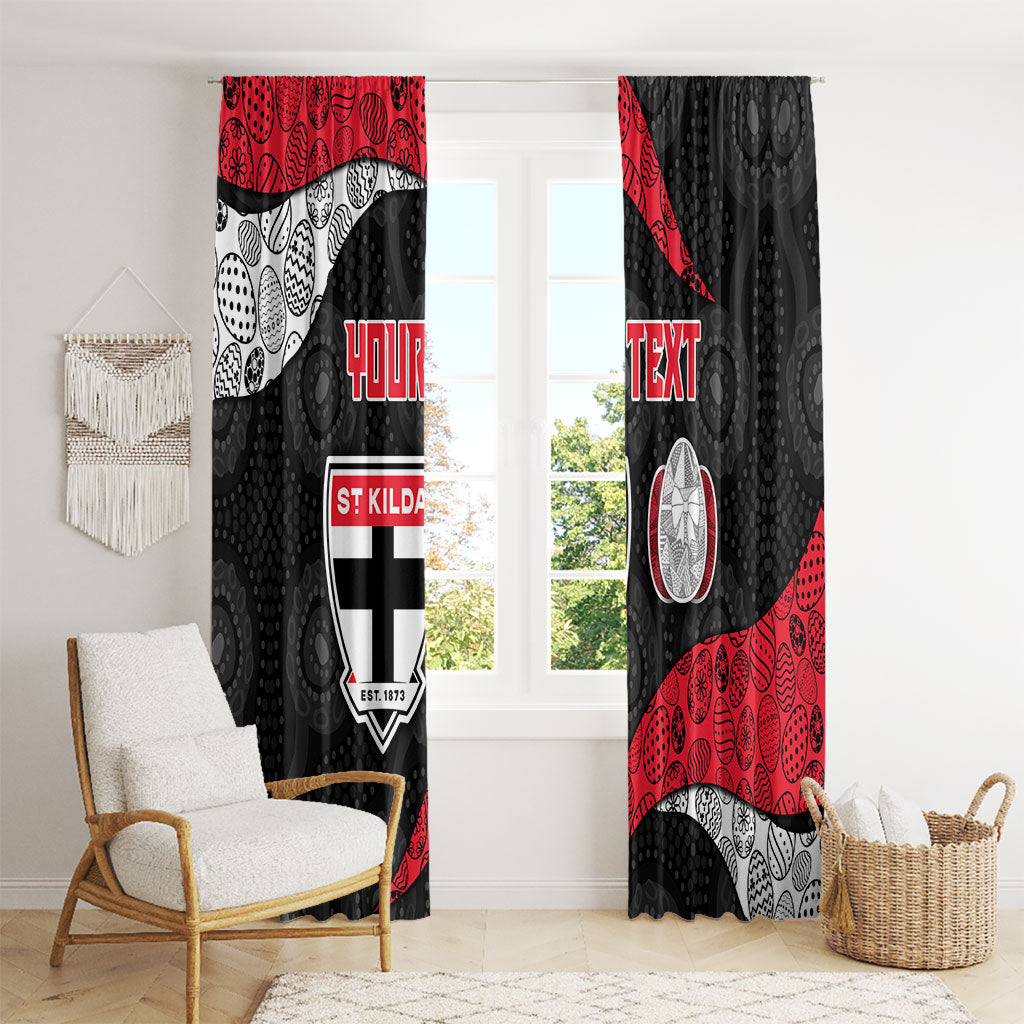 Personalized St Kilda Football Window Curtain Easter Egg Pattern Red Black White Tribal Dot Style