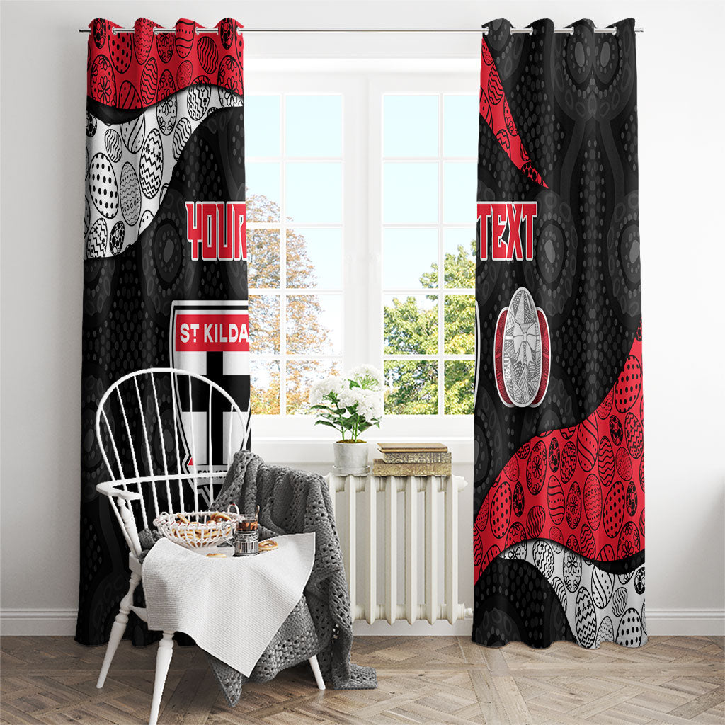 Personalized St Kilda Football Window Curtain Easter Egg Pattern Red Black White Tribal Dot Style