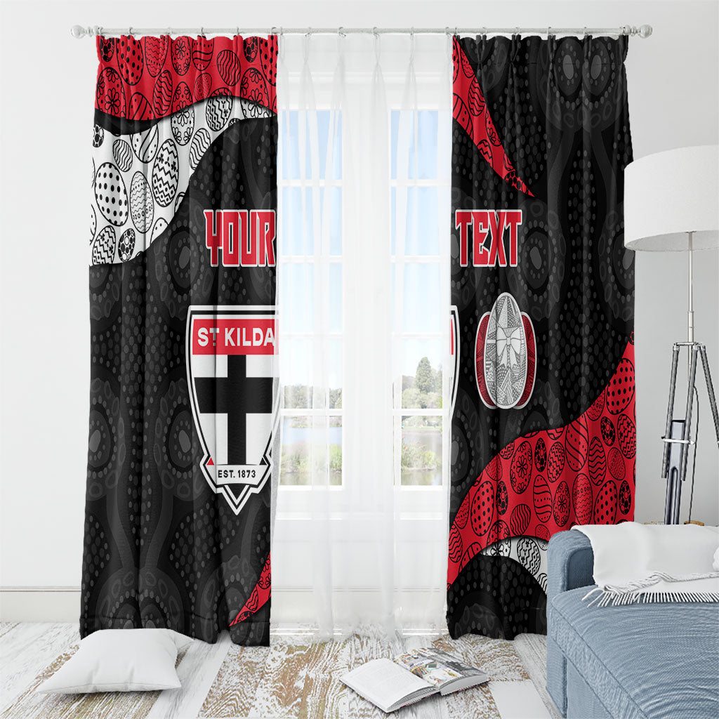 Personalized St Kilda Football Window Curtain Easter Egg Pattern Red Black White Tribal Dot Style