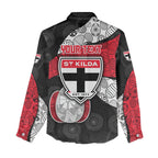 Personalized St Kilda Football Women Casual Shirt Easter Egg Pattern Red Black White Tribal Dot Style