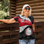 Personalized St Kilda Football Women Polo Shirt Easter Egg Pattern Red Black White Tribal Dot Style