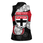 Personalized St Kilda Football Women Sleeveless Polo Shirt Easter Egg Pattern Red Black White Tribal Dot Style