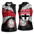 Personalized St Kilda Football Women Sleeveless Polo Shirt Easter Egg Pattern Red Black White Tribal Dot Style