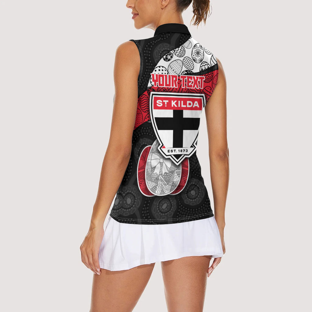 Personalized St Kilda Football Women Sleeveless Polo Shirt Easter Egg Pattern Red Black White Tribal Dot Style