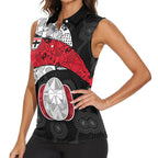 Personalized St Kilda Football Women Sleeveless Polo Shirt Easter Egg Pattern Red Black White Tribal Dot Style