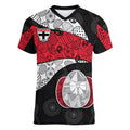 Personalized St Kilda Football Women V-Neck T-Shirt Easter Egg Pattern Red Black White Tribal Dot Style
