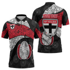 Personalized St Kilda Football Zipper Polo Shirt Easter Egg Pattern Red Black White Tribal Dot Style