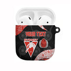Personalized Sydney Football AirPods Case Easter Egg Pattern Red White Tribal Dot Art Style