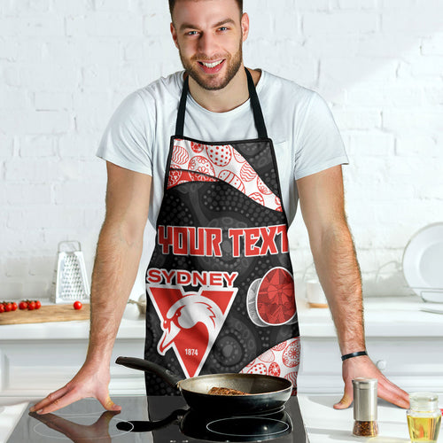 Personalized Sydney Football Apron Easter Egg Pattern Red White Tribal Dot Art Style