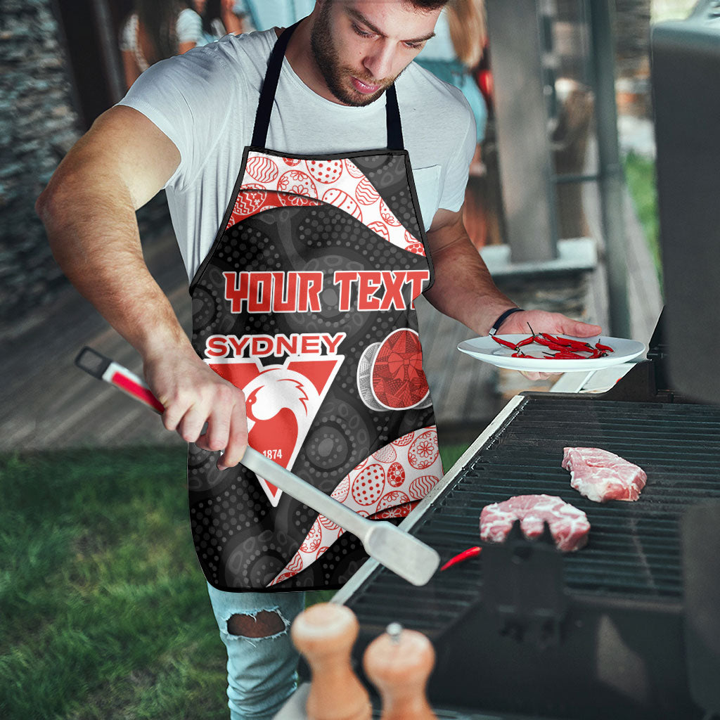 Personalized Sydney Football Apron Easter Egg Pattern Red White Tribal Dot Art Style