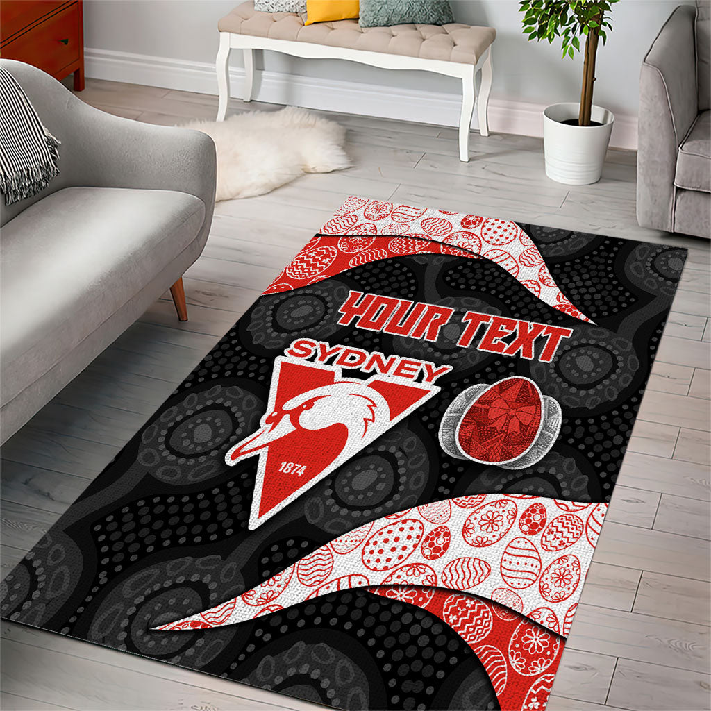 Personalized Sydney Football Area Rug Easter Egg Pattern Red White Tribal Dot Art Style