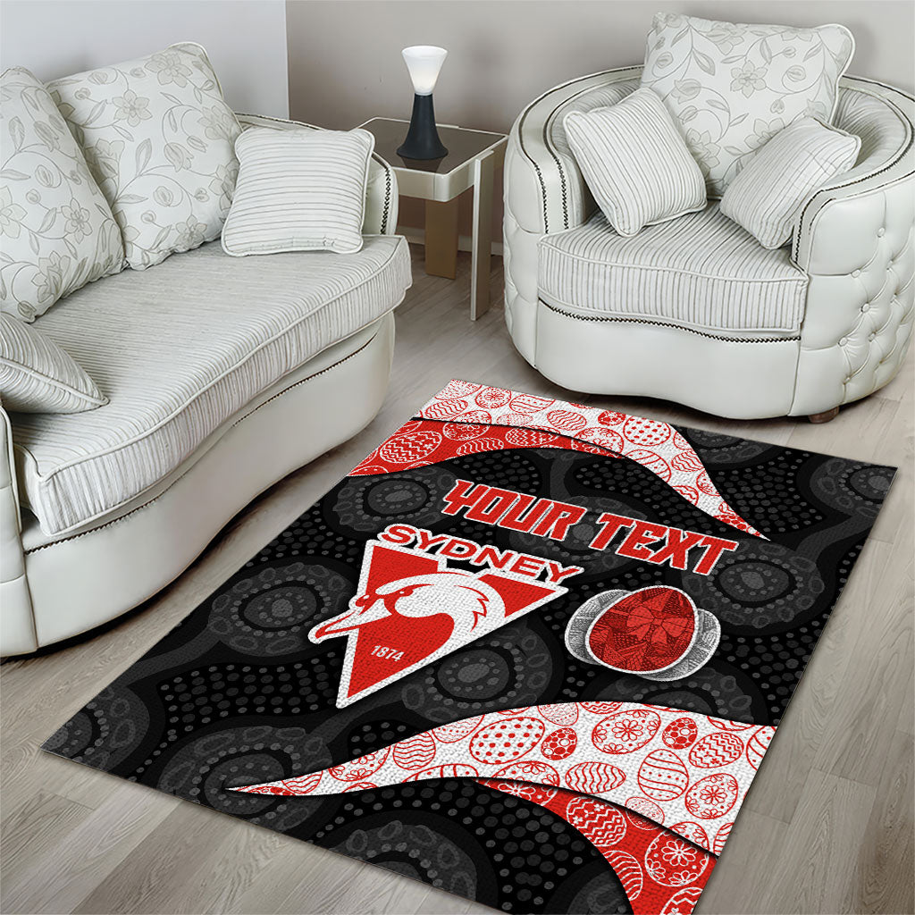 Personalized Sydney Football Area Rug Easter Egg Pattern Red White Tribal Dot Art Style