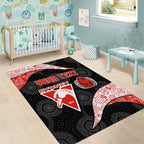 Personalized Sydney Football Area Rug Easter Egg Pattern Red White Tribal Dot Art Style