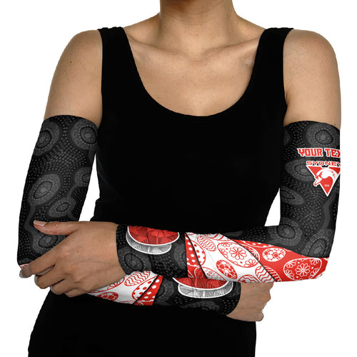 Personalized Sydney Football Arm Sleeves Easter Egg Pattern Red White Tribal Dot Art Style