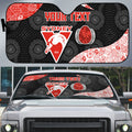 Personalized Sydney Football Auto Sun Shade Easter Egg Pattern Red White Tribal Dot Art Style