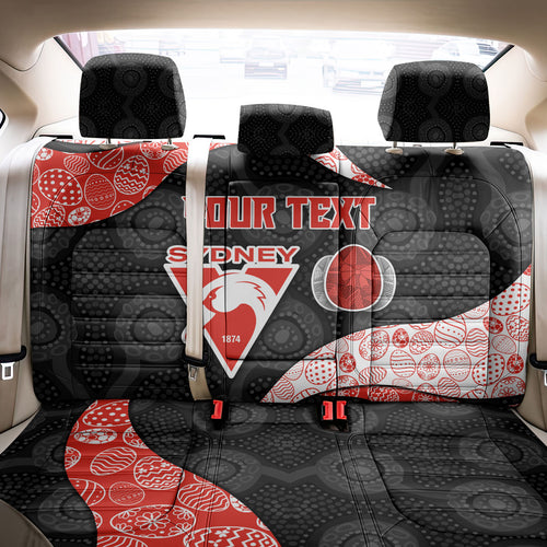 Personalized Sydney Football Back Car Seat Cover Easter Egg Pattern Red White Tribal Dot Art Style