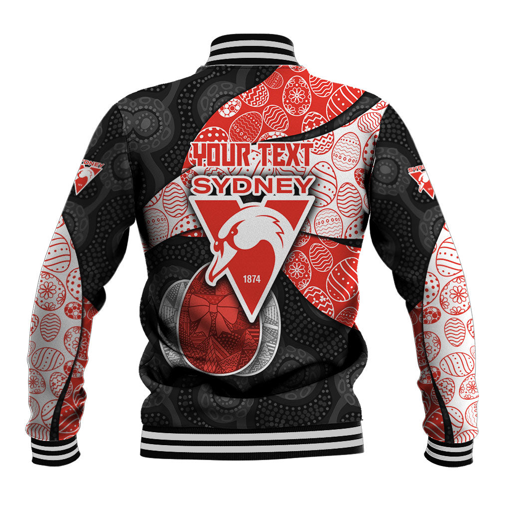 Personalized Sydney Football Baseball Jacket Easter Egg Pattern Red White Tribal Dot Art Style