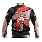 Personalized Sydney Football Baseball Jacket Easter Egg Pattern Red White Tribal Dot Art Style
