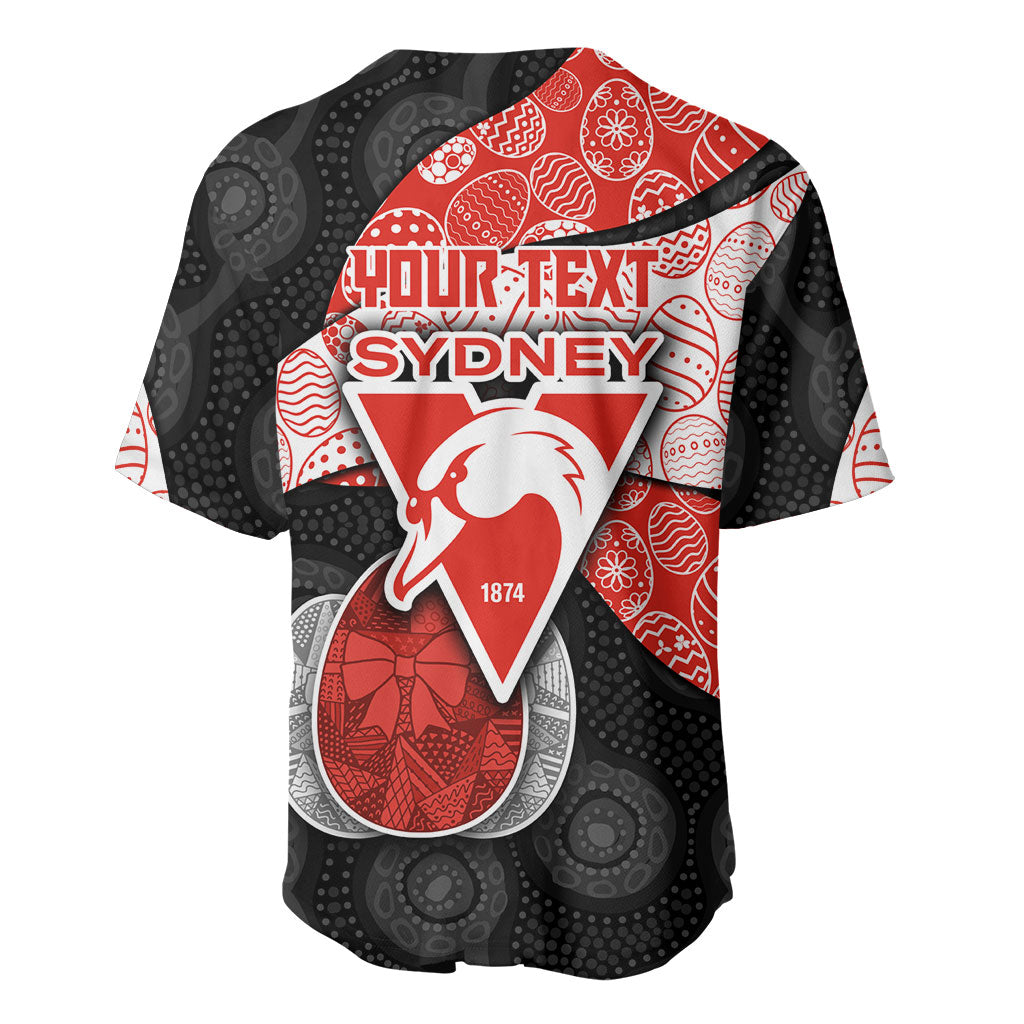 Personalized Sydney Football Baseball Jersey Easter Egg Pattern Red White Tribal Dot Art Style