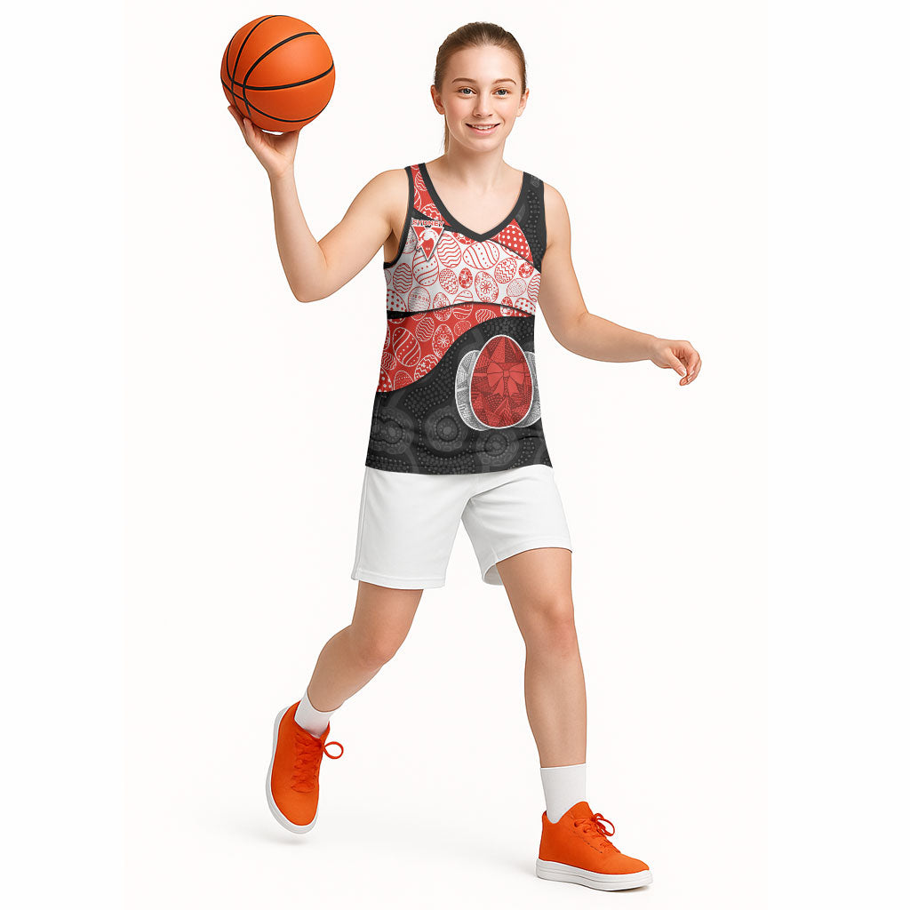 Personalized Sydney Football Basketball Jersey Easter Egg Pattern Red White Tribal Dot Art Style